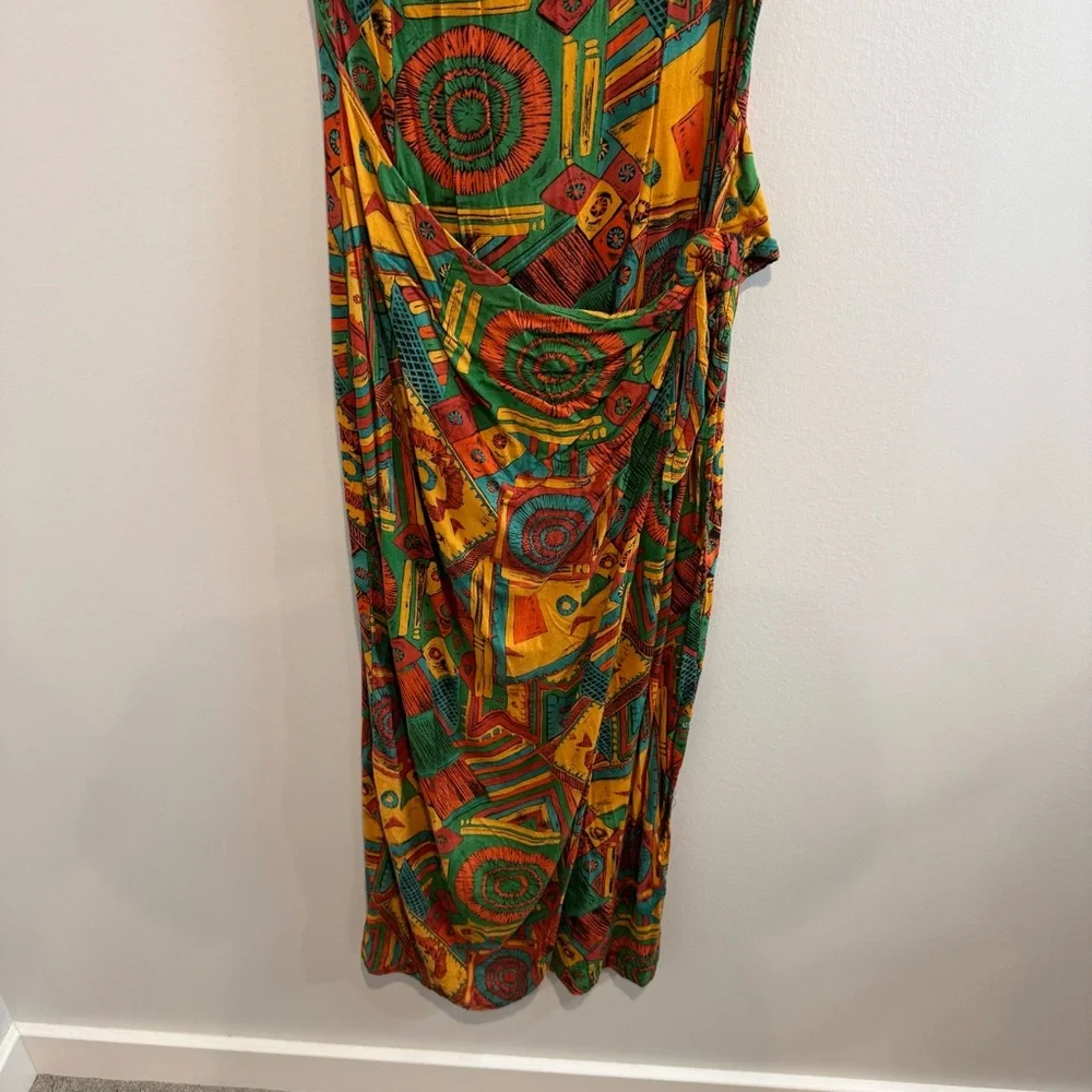 VTG 90s Ariana Tribal core Aztec Maxi Sleeveless Dress Grunge Size 5